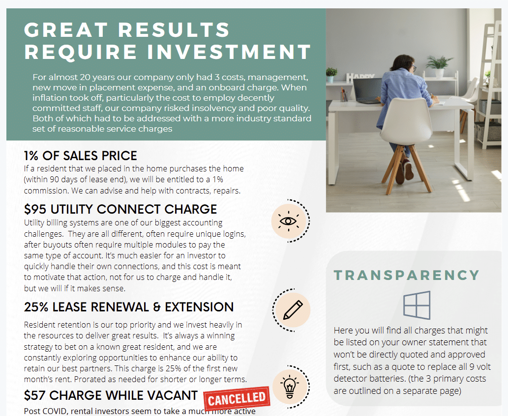 Transparent Additional Property Management Cost Details